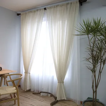 

Linen Export Linen Cotton Linen Soft American Country Solid Color Window Screen Plain Cambric Mesh Curtains