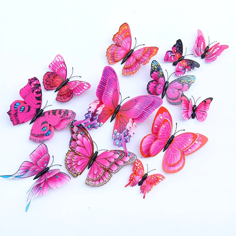 12PCS Butterfly Decoration stickers Decorative Butterflies For Birthday Party Supply 3D butterfly Theme Parti Decor Wedding