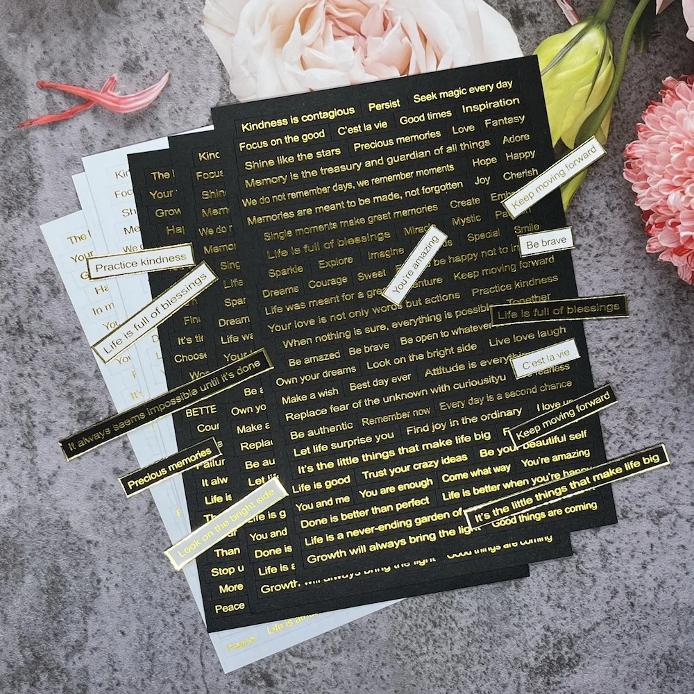 KSCRAFT 8pcs Foil Junk Journal Sentiment Stickers for Scrapbooking Album DIY Planner Projects Card Making Crafts | Дом и сад