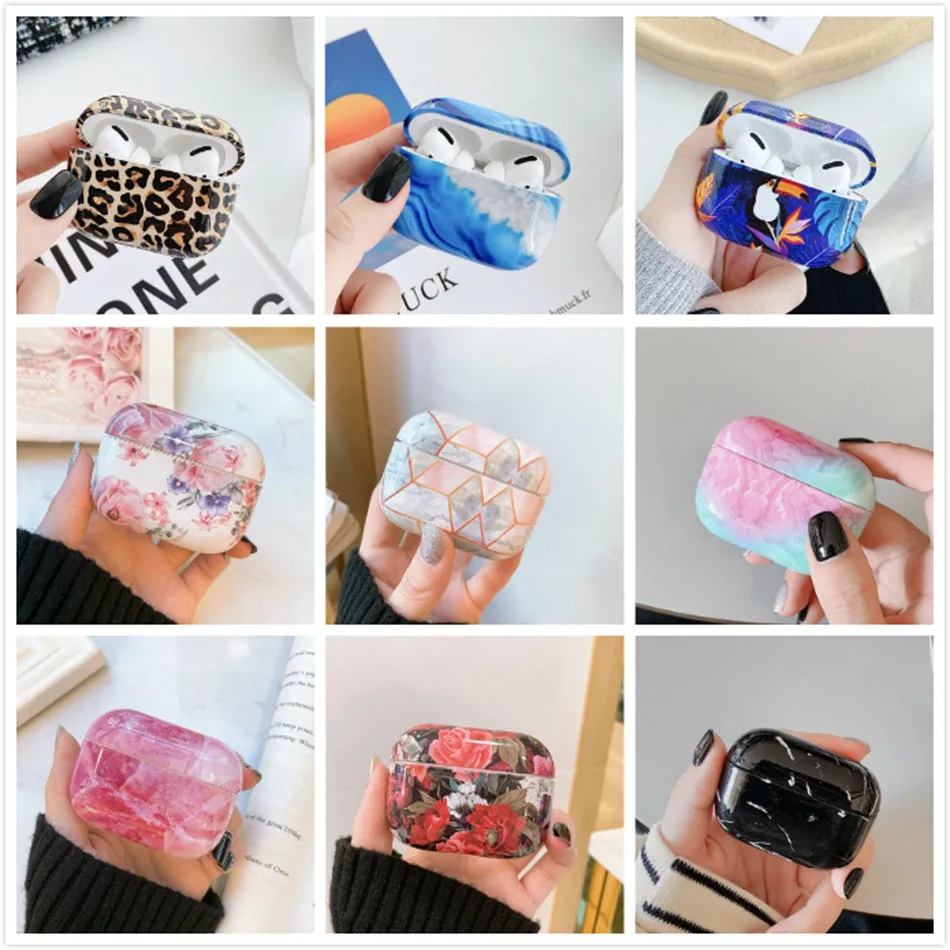 Роскошный чехол для наушников с мраморным рисунком Airpods Pro милый Жесткий Чехол Apple