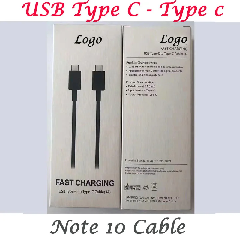 Оригинальный кабель USB Type C для TypeC Samsung Note 10 поддержка быстрой зарядки PD QC3.0