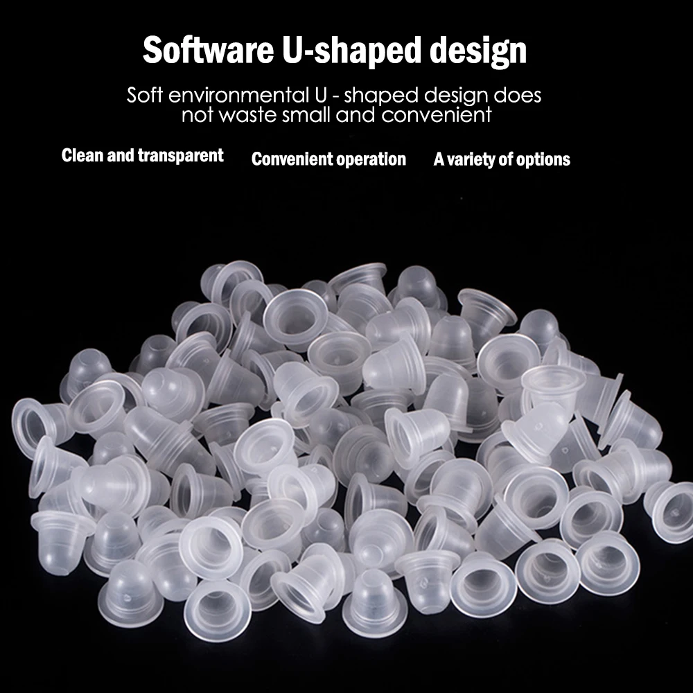 

100Pcs Plastic Microblading Tattoo Ink Cup Cap Pigment Clear Holder Container S/L Size For Needle Tip Grip Power Supply