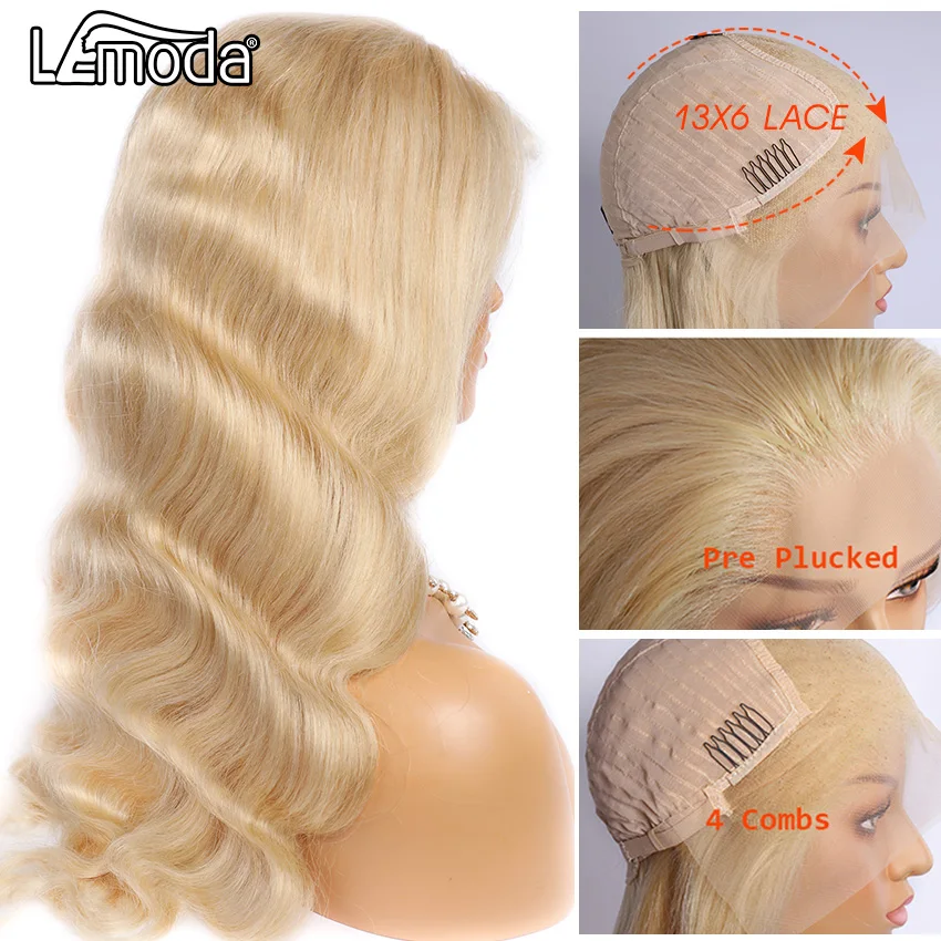 613 허니 블론드 레이스 프런트 가발, 13x6 투명 HD 레이스 가발, 613 레이스 정면 가발, 13x4 Lemoda 바디 웨이브 인모 가발, 30 인치