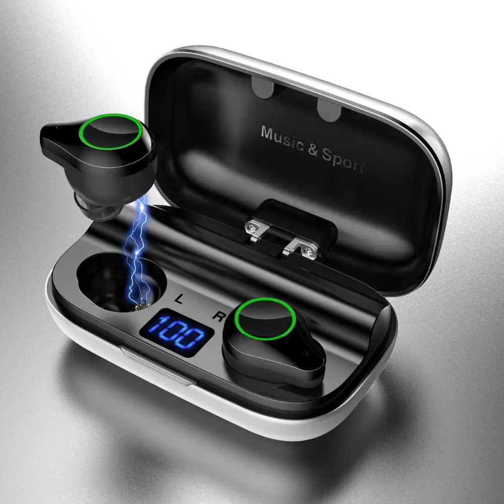 

TWS Earphone Waterproof Sport IPX7 Gaming Headset HiFi Sound Bluetooth Earphones Blue Tooth 5.0 Wireless Earbuds with Charge Box