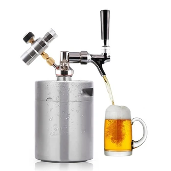 

3.6L Stainless Steel Beer Keg with Faucet Pressurized Wine Shaker Home Beer Brewing Craft Beer Dispenser Growler Beer Keg System