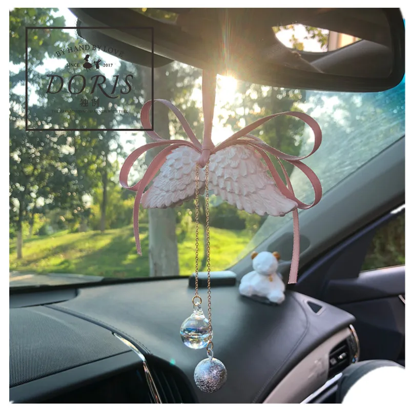 Украшения для приборной панели автомобиля подвеска ангела с крыльями автомобиля гипсовые духи камень духи автомобиля Ангел зеркало заднего вида подвеска на зеркало