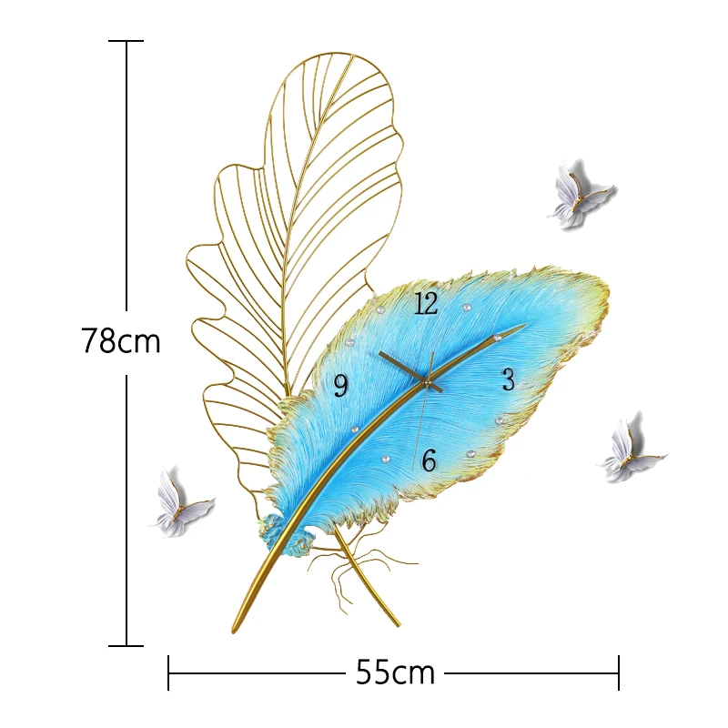 feather metal resin clock porch simple TV wall wall clock B-2  