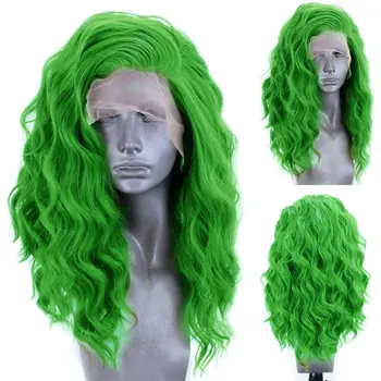 

Bombshell Green 13 * 3 Synthetic Lace Front Wigs Loose Wavy Wig Glueless Heat Resistant Fiber Women's Cosplay Wig For Women Wigs