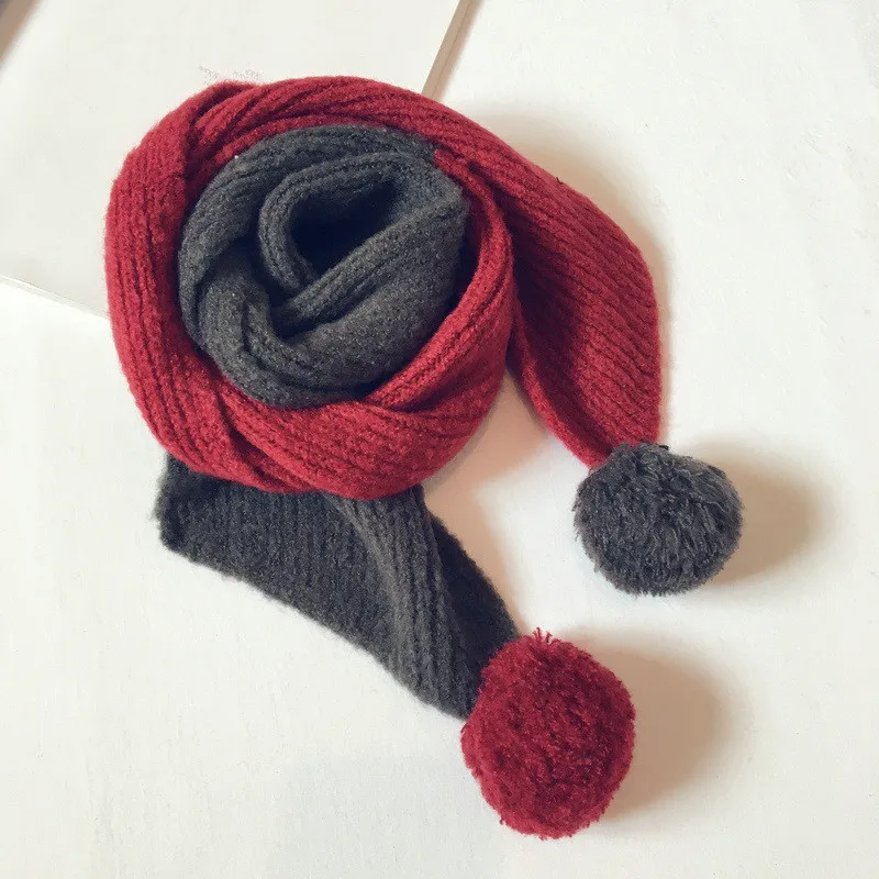Осенне-зимний вязаный детский шарф, модный лоскутный шарф в Корейском стиле для мальчиков и девочек 21