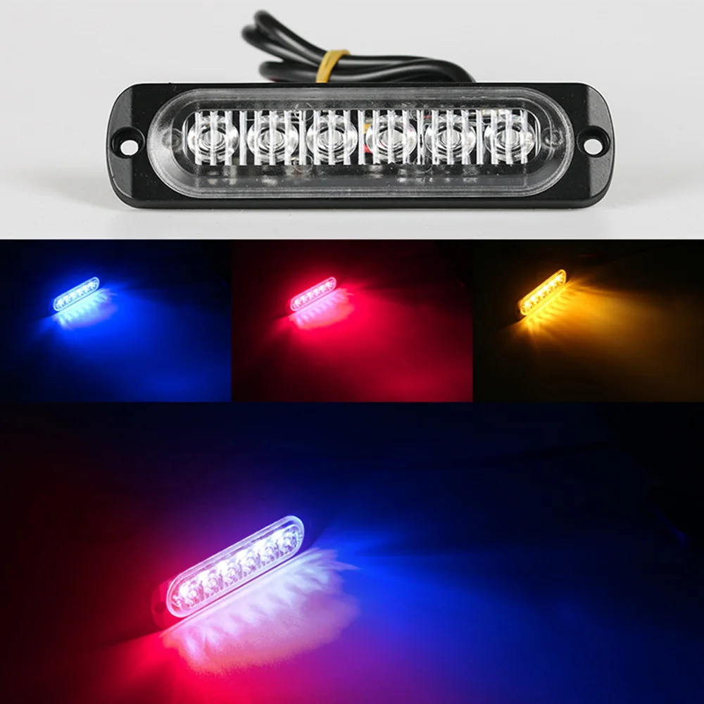 18W 6 LED Car Emergency Warning Light Construction Surface Mount Beacon Flash Caution Strobe Light Bar Signal Lamp 9-26V