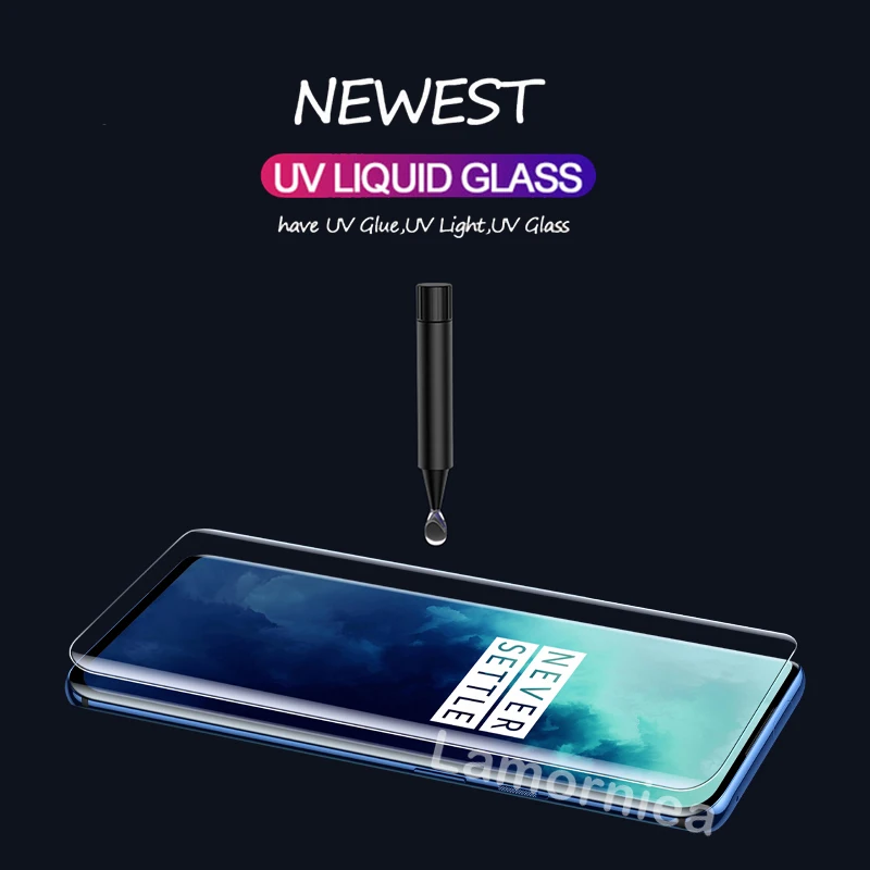 Ультрафиолетовый жидкий Полный Клей закаленное стекло для OnePlus 7 T Pro Защитная