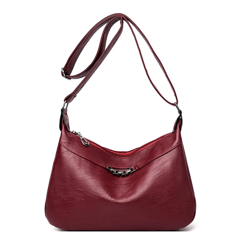 

Ougger Medium Women's Shoulder Bag Crossbody bag Red PU European and American Style Hobos Bag with Sequined for Afternoon tea