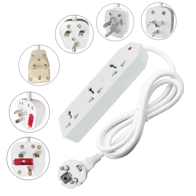 

Power Strip 3AC Universal Socket For EU UK US AU Plug Adapter Electrical Extension Cord Outlet Socket with Power indicator light