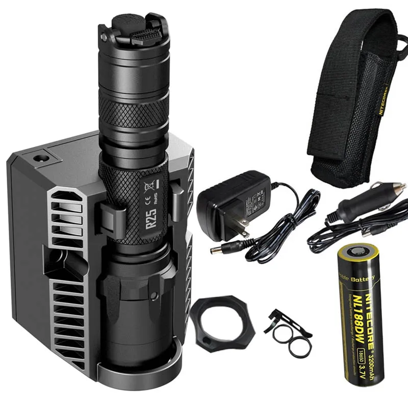 /& 2x CR123A Batteries Nitecore R25 XP-L HI V3 Flashlight w//Charging Dock,18650