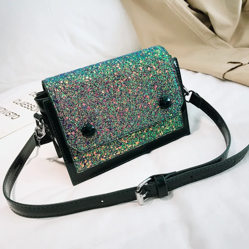 

2019 Early Spring New Style Light Diamond Square Sling Bag Double Button Magnetic Snap Shoulder WOMEN'S Bag
