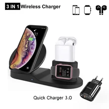 15 Вт Qi Беспроводная зарядная подставка для Iphone X XS MAX XR 8 быстрая зарядная док-станция для Apple Watch 4 3 2 1 Airpods Xiaomi Airdots