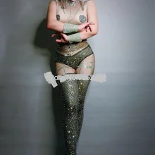 Сексуальные стразы, комбинезон телесного цвета, без рукавов, танцевальный костюм, женские вечерние костюмы для выпускного, шоу, сцены, одежда для ночного клуба, бара