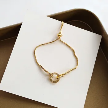 

Korean-style Simple Best Friend Bracelets INS Non-mainstream Design Zircon Diamond Set Bracelets Pulling Adjustable Bracelet Wom