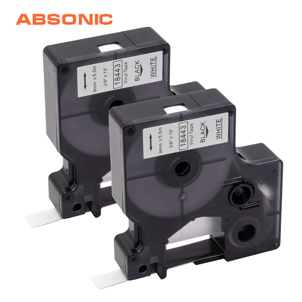 Absonic 9 мм черный на белом IND виниловая этикетка для DYMO Rhino 18443 этикеточная лента