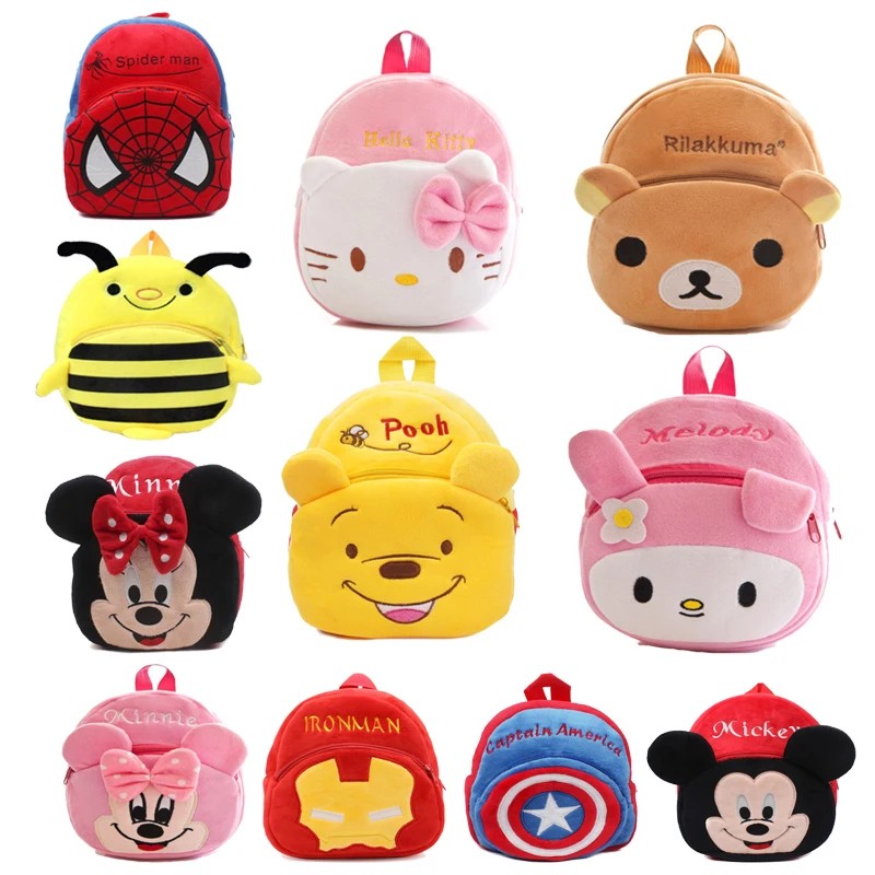 Nuevo mochila felpa de Winnie el Pooh Mickey Minnie mochila juguete de hierro hombre Batman punto chico lindo jardín mochila juguete para regalo