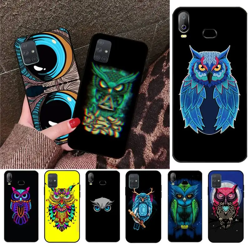 

HPCHCJHM Owl cat cartoon cute Phone Case Cover For Samsung A10 A20 A30 A40 A50 A70 A71 A51 A6 A8 2018