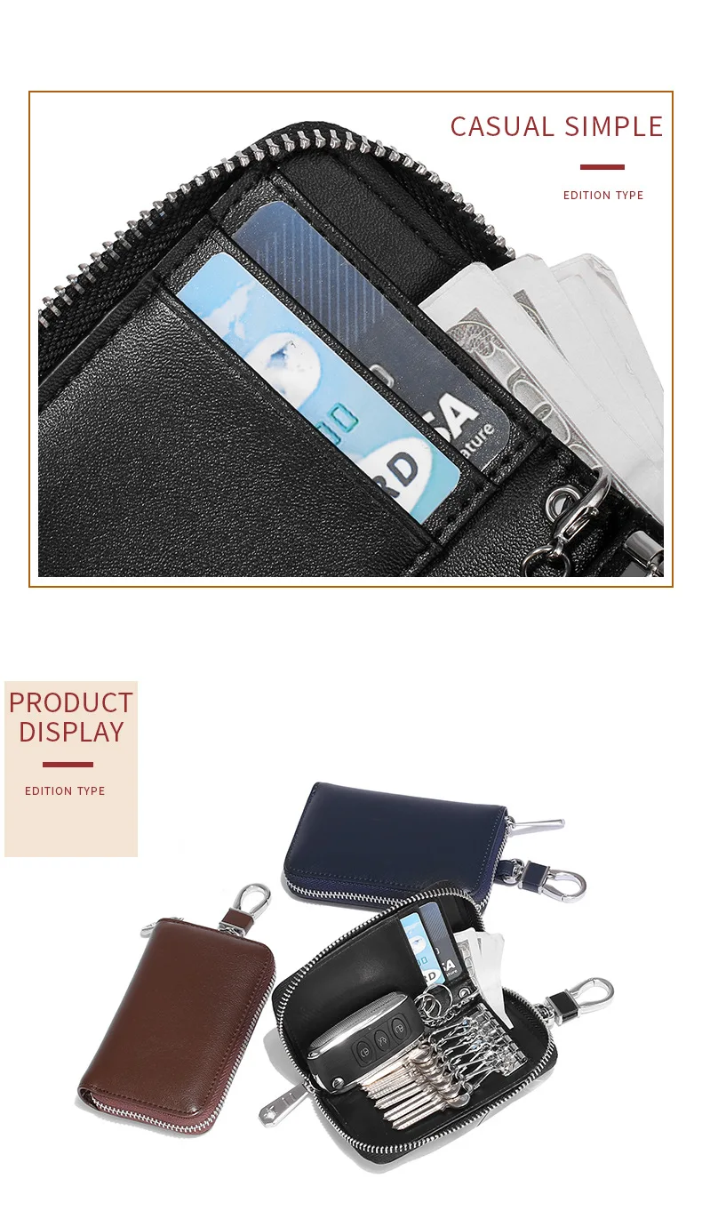Модный кошелек для ключей для мужчин и женщин из натуральной кожи, многофункциональный органайзер для ключей, сумка для монет, Дамская ключница, держатель для ключей, 6 колец