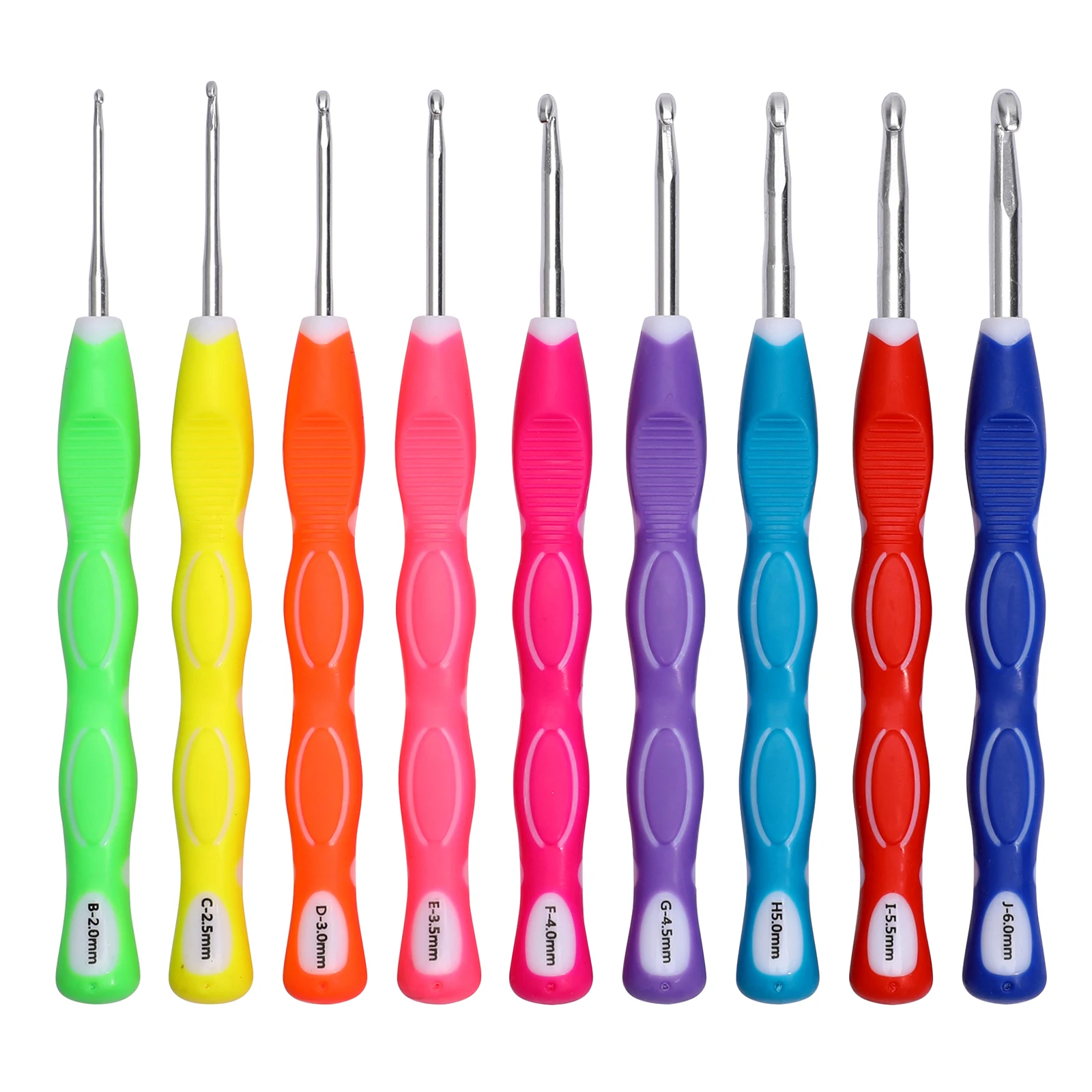 

Hot 9Pcs TPR Crochet Hooks Set Aluminum Crochet Knitting 2.0-6.0MM Knitting Needles Kit Weaving Craft Tools Sewing Accessories