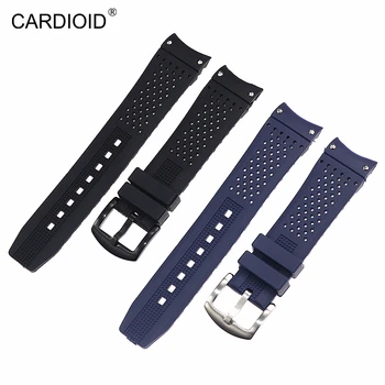 

22mm high-grade silicone black blue strap for TAG Heuer Carrera series F1 AQUARACE watch strap bracelet bracelet screw