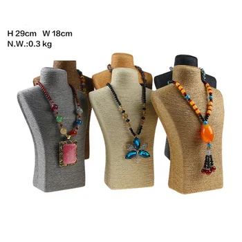 

Hemp Rope Necklace Display Stand Holder H29cm Jewellery Display Bust Model Rack Nice New Design Necklace Hanger High Quality