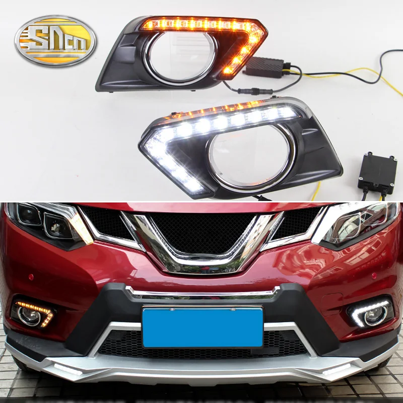 2 шт. Светодиодный дневной светильник для Nissan X trail T32 2014 2015 2016 желтый указатель