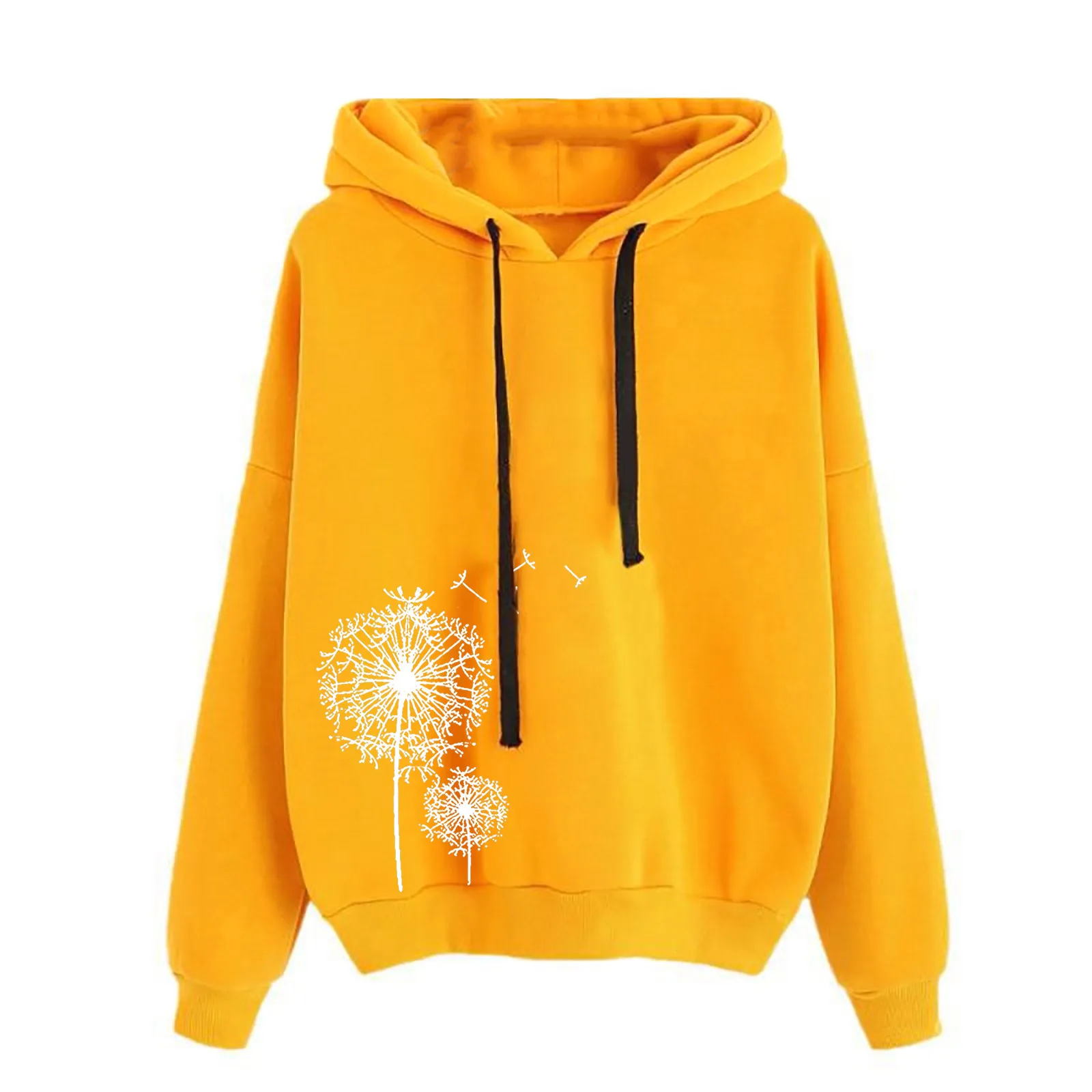 Harajuku Dandelion Print Women Hoodies Winter Thicken Warm Long Sleeve Hooded Pullover Top Oversized Female Sweatshirt Sudadera 1