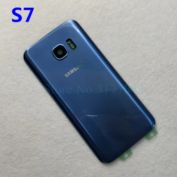 Samsung Galaxy S7 G930F/S7 EDGE G935F Задняя стеклянная крышка батареи Задняя Дверь Корпус чехол samsung S7 Edge Задняя стеклянная крышка - Цвет: S7 blue