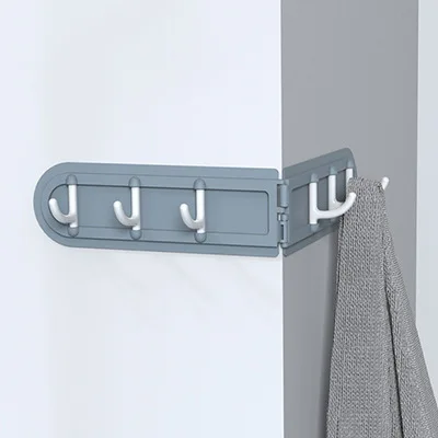 Креативный угловой крючок складной 6 ряд крючков держатель для кухонных принадлежностей ванная комната бесплатно пробивая без следа задняя дверь крюк GUANYAO - Цвет: Серый