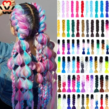

MANWEI 1 piece 24'' Braiding Hair Synthetic Jumbo Braids 100g Crochet ombre color high temperature Fiber Hair Extensions