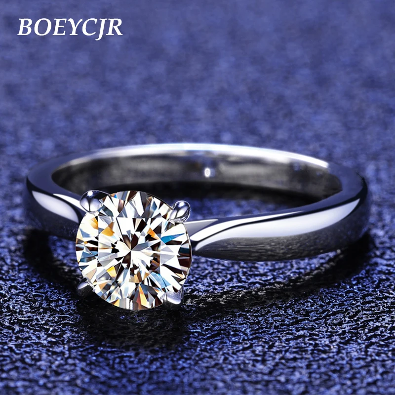 BOEYCJR 925 серебро 1ct F цвет Moissanite VVS обручальное свадебное кольцо с бриллиантом с национальным сертификатом для женщин Регулируемый