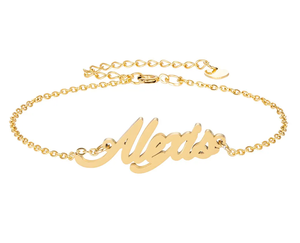 

Alexis Name Bracelet for Women Girl Jewelry Stainless Steel with Gold Plated Nameplate Charm Femme Mother Girlfriend Best Gift