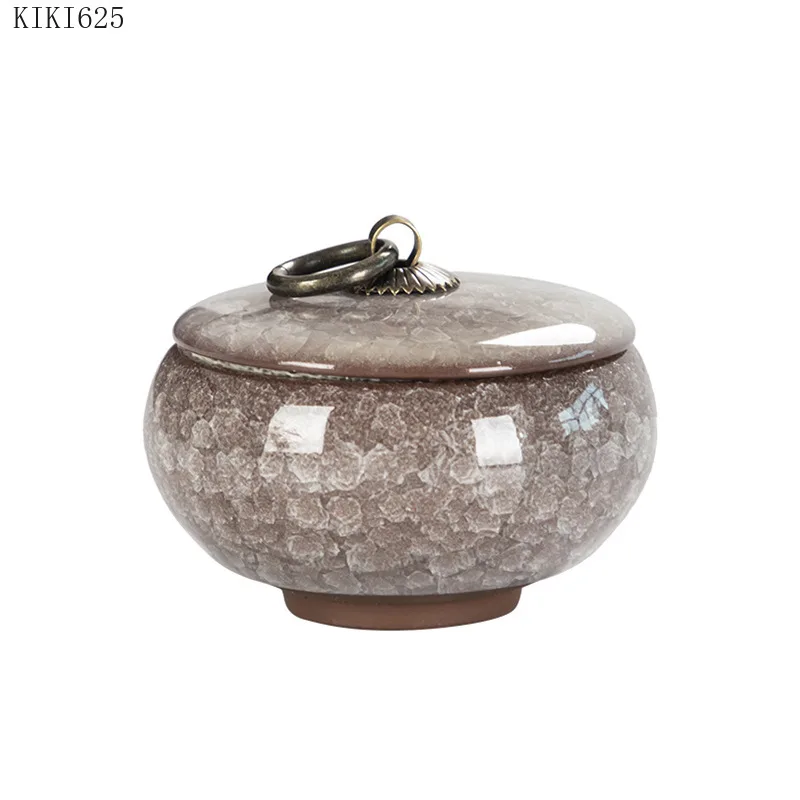 Creative Crack Ceramic Mini Tea Caddy Household Portable Storage Jar with Lid Cosmetic Jewelry Storage Box Gift Home Decoration tea tin box tea canister