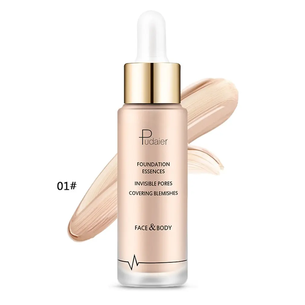 

6 colors available Liquid Foundation Concealer Liquid Cylindrical Glass Bottle Concealer Isolated Base Foundation