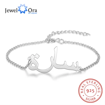 

JewelOra 925 Sterling Silver Customized Arabic Name Bracelets Custom Name Chain Bracelets Personalized Gift for Women