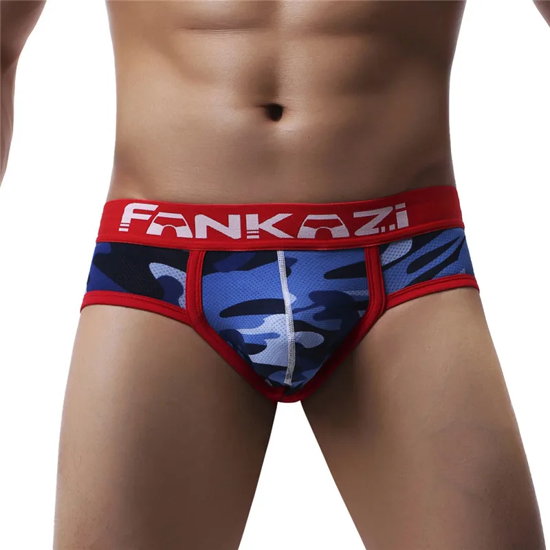 Blue Men's Underwear Cotton Boxers Man Breathable Boxres Camouflage Shorts Brand Underpants Mens Boxer Gay Boxershorts - Цвет: Blue
