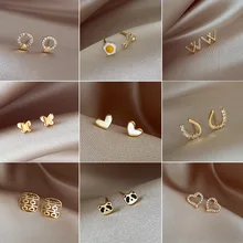 

1 Pair Simple Fashion Alloy Gold Earrings Hollow Triangle Square Stud Earrings Women Wedding Earrings Vintage Earrings New