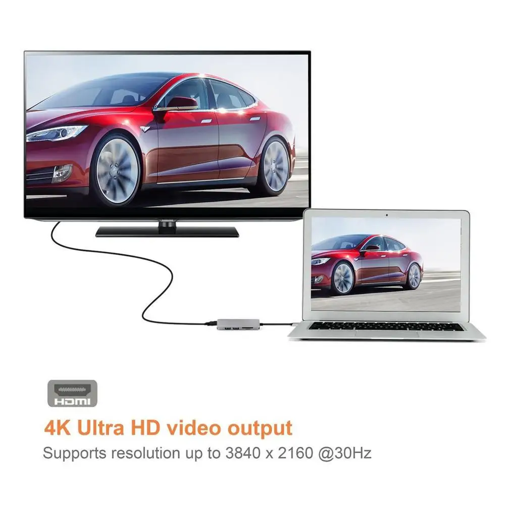Тонкий USB C концентратор тип C к HDMI 4K UHD адаптер Micro S D кардридер кабель TF адаптер сплиттер для Macbook Pro