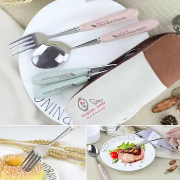 

Portable Lunch Cute Spoon Fork Stainless Steel Travel Camping Tableware Set