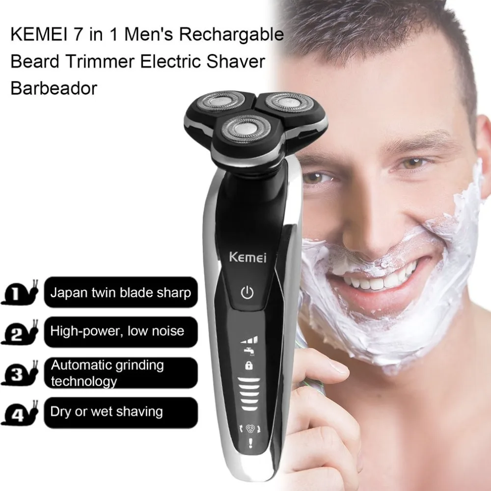 

Kemei 7 in 1 Electric Shaver Men Machine Nose and Hair Trimmer Rechargeable Toothbrush Barbeador Washable Floating Blade