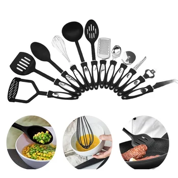 

TTLIFE 12 Piece Cooking Utensil Set Cheese Knife Bottle Opener Ladle Spoon Stainless Steel Kitchen Gadget Sets Nylon Home Tool