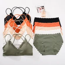 Женский бюстгальтер, комплект трусов, бесшовный бюстгальтер, беспроводной бюстгальтер, бюстгальтер, сексуальные трусики, Женский комплект нижнего белья