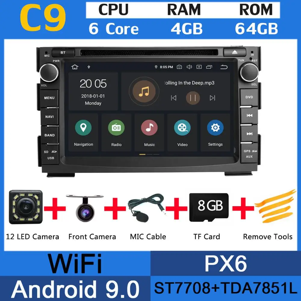 2Din 8 ядерный Android 9,0 PX6 4G+ 64G Автомобильный dvd-плеер для KIA Ceed Venga DSP Авто CarPlay радио gps навигация мультимедиа головное устройство - Цвет: PX6