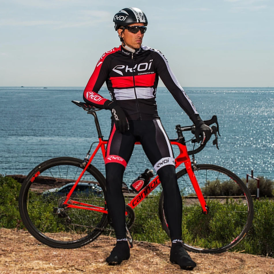 ekoi men cycling suit bike clothes triathlon thereal fleece cycling clothing winter cycling equipment long sleeve sets keep warm