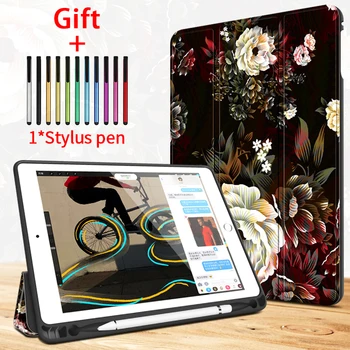 

Case For iPad 2018 2017 Air 2 Air 1 Pro 9.7 Painting Series Case With Pencil Holder Auto Sleep Wake Up Stand Smart Cover