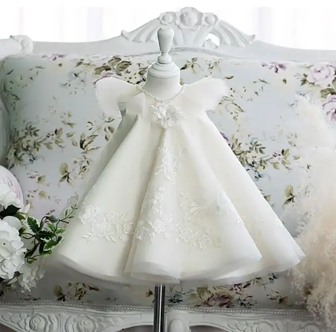 

Flower Vintage Baby Girls Dress Ceremony Clothing Tutu Party Wear Girls Princess Dress Kids Vestidos